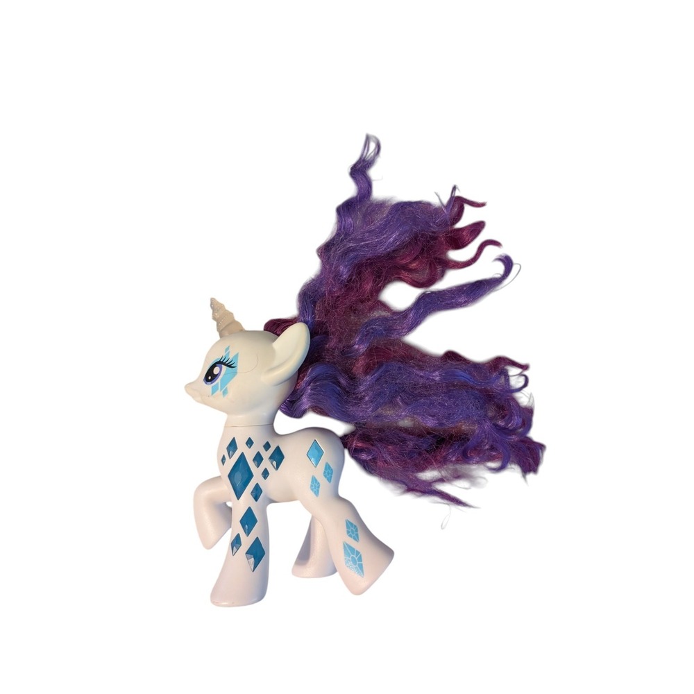 My Little Pony G4 Light Up Glow 7" Rarity White Unicorn Figure Toy Blue Diamond